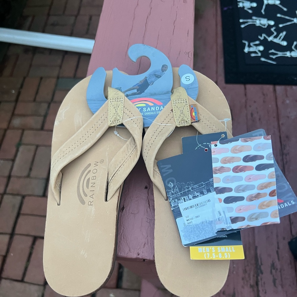 Rainbow Leather Flip Flops